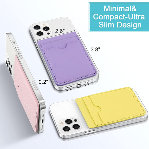 Weewooday 6 Pieces Phone Card Pocket Holder, PU Leather Cell Phone Card Pouch for Back of Phone