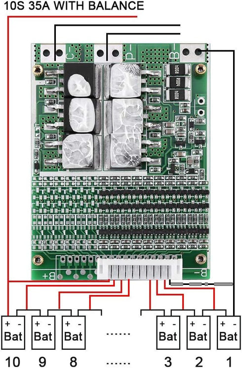 36V 35A 10 Series Cell Li-Ion Batteries PCB Board with Balancing Overcharge for Manganese and Cobalt Batteries