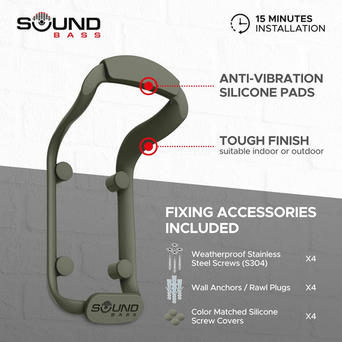 SOUND BASS Move Speaker Wall Mount Bracket, Weatherproof, Compatible with Sonos Move & Move 2, Includes Mounting