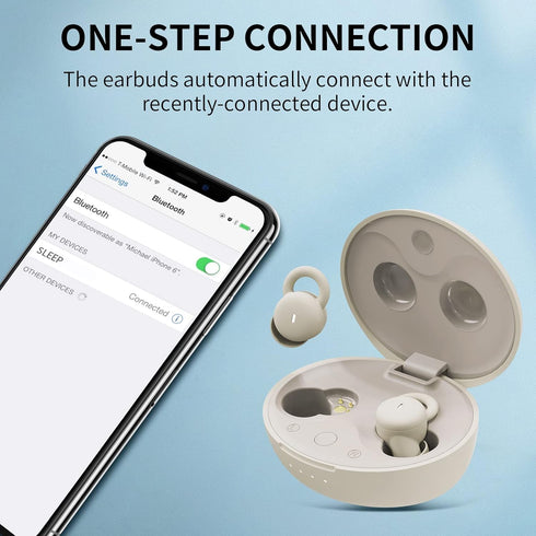 Smallest Invisible Sleep Earbuds, Comfortable Noise Blocking Wireless Headphones for Sleeping, Bluetooth (Ivory)