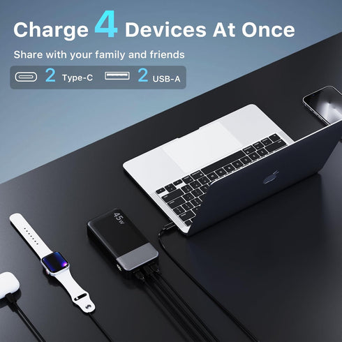 NOBIS Portable Charger, 20000mAh Power Bank, 45W Fast Charging, Battery Pack with C to C Cable for iPhone Samsung