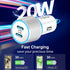 2 Pack 40W Fast USB C Car Charger Adapter for iPhone 15 Pro Max/Samsung Galaxy S24 Ultra, Dual 20W PD Port, White