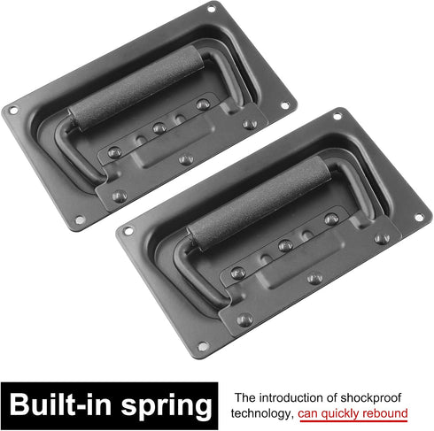 2Pcs Recessed Spring Loaded Speaker Handles, 5.1" x 3.15" Chest Cabinet Speaker Case Handles in Black