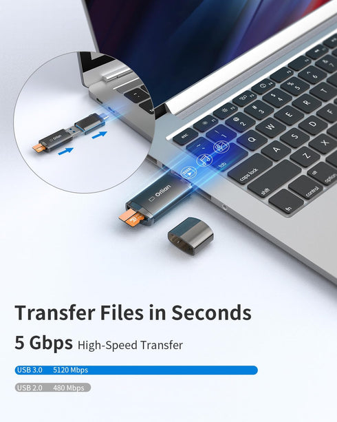 USB 3.0 Micro SD Card Reader for MicroSD, MicroSDHC/SDXC UHS-I Memory Card, Compatible with Windows, MAC, iPhone 15