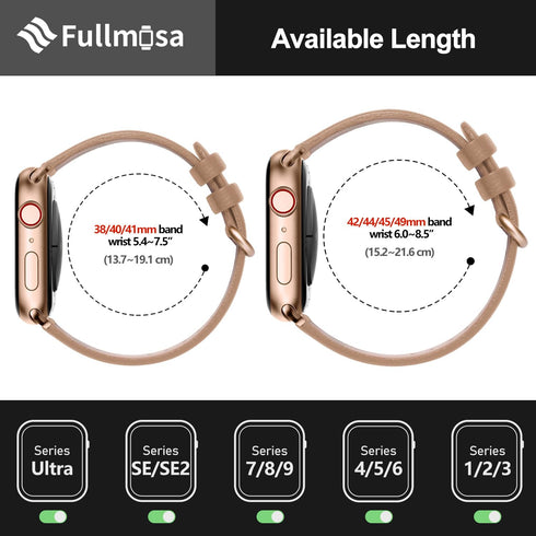 Fullmosa Leather Bands for Apple Watch Band 41mm 40mm 38mm 42mm, Beige/Rose Gold - Compatible with iWatch Series