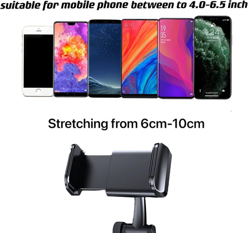 VAGURFO Rear View Mirror Phone Holder Mount, Universal Smartphone Cradle with 270° Swivel and Adjustable Clips - Black