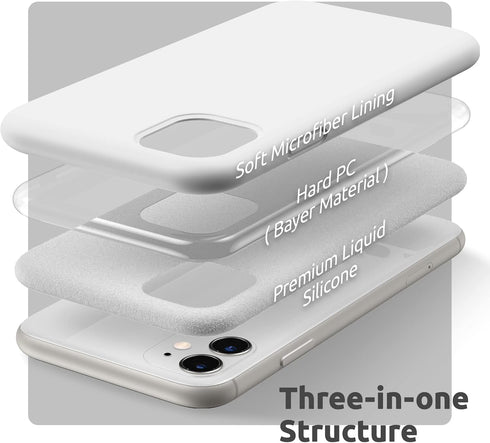 iPhone 11 Case - SURPHY Compatible with Thickening Design Liquid Silicone (with Microfiber Lining) - White
