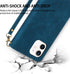 ZZXX for iPhone 12 Mini Wallet Case, Premium Soft PU Leather Zipper Flip Folio with Card Slot, Wrist Strap, Kickstand