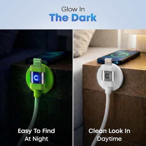 MAGNICPRO 3ft 514 LED Phone Lightning Cable with Magnetic Tip, Magnetic Cord Holder & Blue Night Glow Light Durable