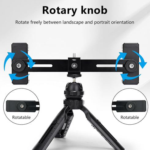 Heliora 4 Multifunctional Smartphone Video Kit, with Universal Phone Desktop Tripod with Dual Phone Holders and Cold