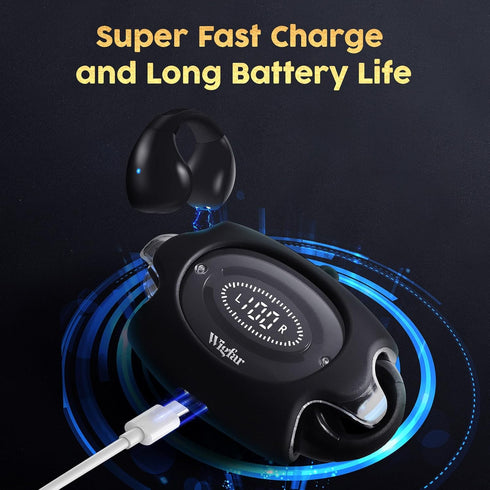 Open Ear True Wireless Bluetooth Headphones, Ear Clip Earbuds, Sweat Resistant, 24HRS Playtime for Workout/Driving