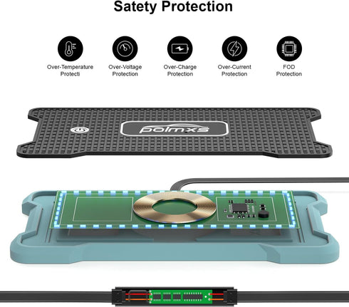 Wireless Charger Fast Wireless Car Charger, Light Up Charging Pad for Car Cell Phone, RGB Cordless Charger for S23/S22,