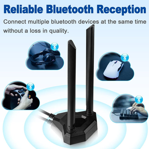 Eightwood Dual Band WiFi Antenna 2.4GHz 5GHz RP-SMA with 6.5ft Extension Cable for PC Desktop, PCIe WiFi Card