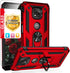 TJS Compatible with Motorola Moto G Power 2021 Case with Tempered Glass Screen Protector, Red Metal Ring Kickstand