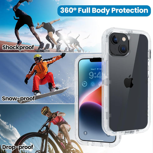 Annymall Clear Case for iPhone 14 Plus, 6.7", Military Grade Shockproof, Anti-Fall, Not Yellowing + 2 Screen Protectors.