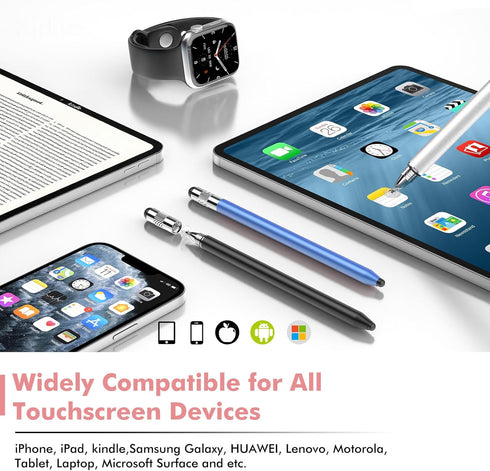 STYLUSLINK 3-in-1 Stylus Pen for Touchscreen, Rubber Disc Stylus, High Sensitivity and Precision, Universal Stylus Pen
