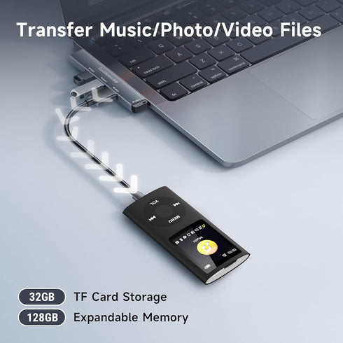 wanbbaoaa MP3 5.2,Portable 32GB Player with Bluetooth Music Player with Memory Card, Stereo Earphone, Voice