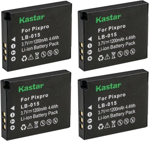 Kastar 4-Pack LB015 Battery Replacement for Kokad LB-015 Rechargeable Lithium-ion Battery, PIXPRO WPZ2
