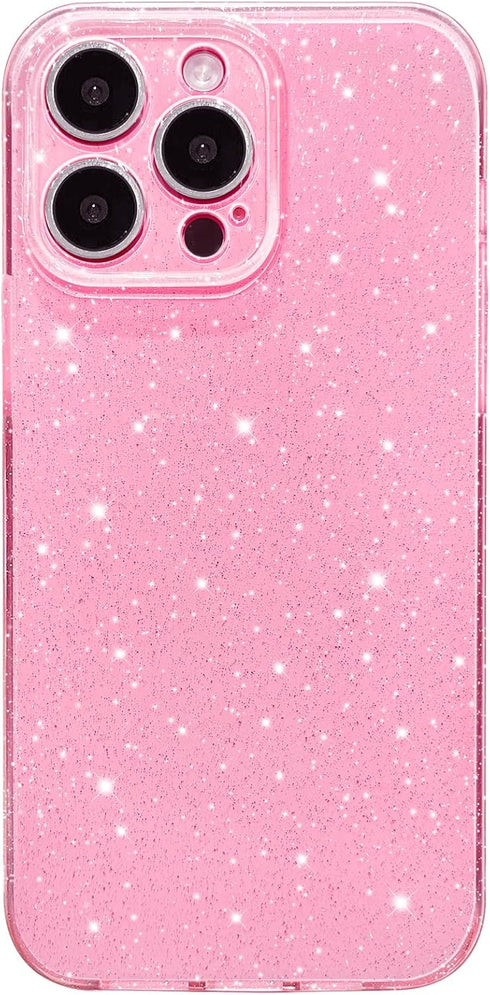 Hython iPhone 15 Pro Case, Glitter Cute Sparkly Shiny Bling Phone Cover, 6.1", Thin Slim Fit Shockproof Rubber, Bright