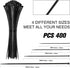 Cable Zip Ties, 400 Pack Black Assorted Sizes 12+8+6+4 Inch, Multi-Purpose Self-Locking Nylon for Home, Office, Garden