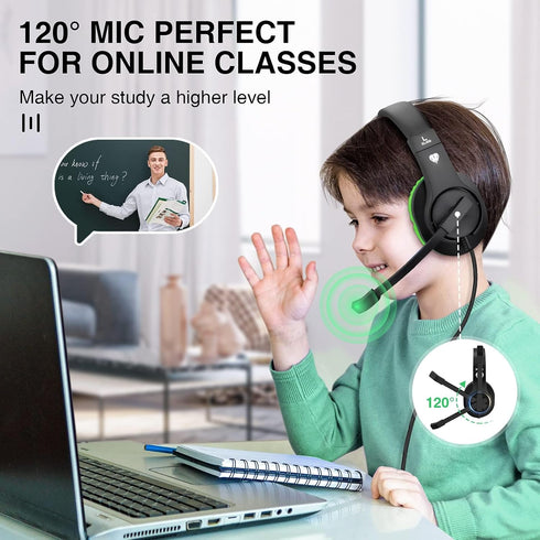 ShinePick Kids Headphones, Over-Ear Gaming Headphones with Microphone and Volume Control for Kids Teens Online School,