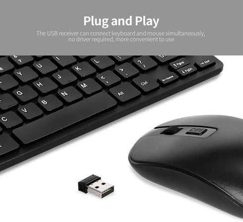 KM901 Wireless Keyboard Mouse Combo, Portable 2.4G Mini 78 Key Keyboard and Mouse Set for Office