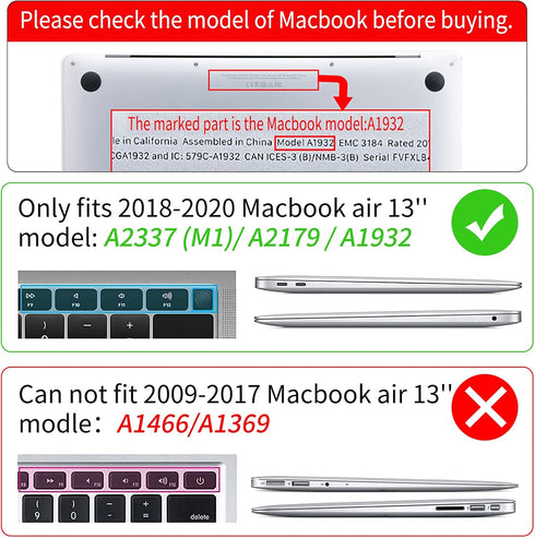 Seorsok Compatible MacBook Air 13 inch Case 2021 2020 2019 2018, Model A1932 A2179 M1 A2337 with Touch ID, 2 Pack