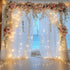 10FT 10FT (2 5x10FT) Tulle Backdrop Curtain with Lights String X White Sheer Tulle Backdrop Curtains for Wedding