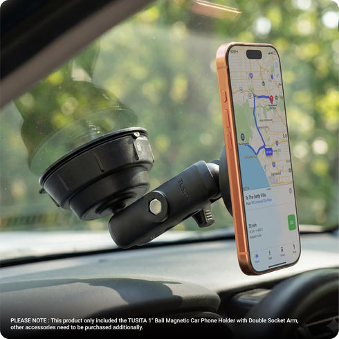 TUSITA 1" Ball Magnetic Car Phone Holder with Double Socket Arm Compatible with iPhone Magsafe, for Ram Mount B Size