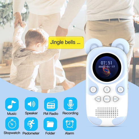 RUIZU 64GB Bluetooth MP3 Player for Kids, Cartoon Zoo Music Player with Speaker, FM Radio, Voice Recording, Expandable