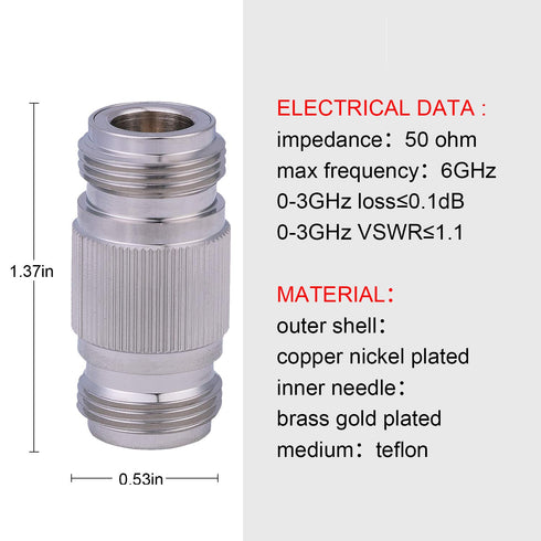 XRDS -RF 10PCS N-Female to N-Female Connector RF Coax Cable Adapter Barrel Connectors Double Female Plug