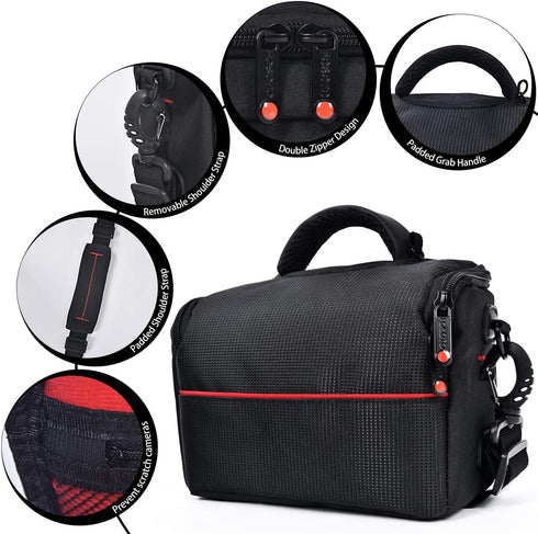 FOSOTO Compact Camera Shoulder Bag Case with Waterproof Rain Cover for Canon EOS M50 PowerShot SX420 SX430 SX70 SX50