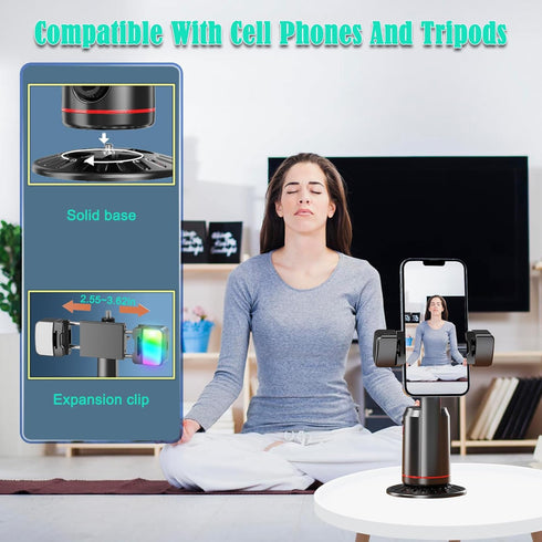 Auto Face Tracking Tripod, 360° Rotating Auto Tracking Phone Stand with Gesture Control for Live Vlog Streaming Video