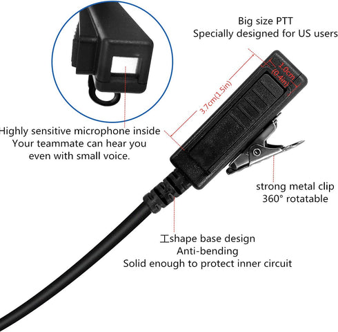 SL300 TLK100 Acoustic Tube Earpiece with PTT Mic, Walkie Talkie Headset for Motorola SL Series 2 Way Radio