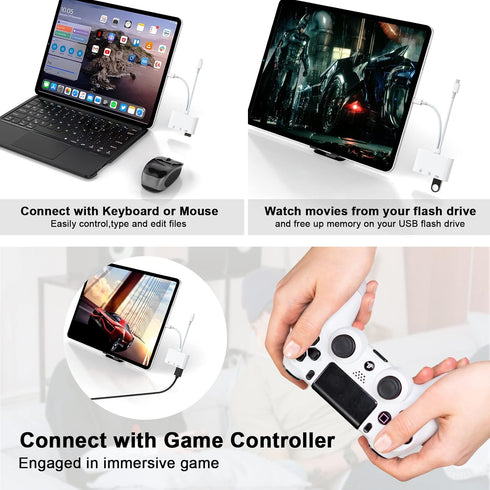 5-in-1 SD Card Reader for iPhone iPad, Lightning to USB Adapter, SD/TF Card USB 3.0 Viewer for iPhone iPad MacBook