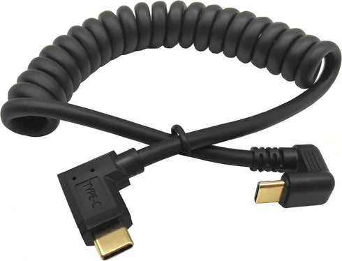 Qaoquda 180° USB C Coiled Cable, 3A 10Gbps Fast Charging, 4FT/1.2M U Shaped Type C Male to Male Spring Spiral Cable.