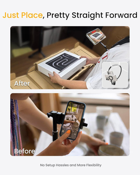 Magnetic Neck Phone Holder for Recording, Adjustable 3-in-1 Mount for iPhone 15/14/13/12 Series & GoPro
