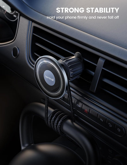 Lamicall MagSafe Car Mount - 20 Strong Magnets, Hands-Free Phone Holder for iPhone 15/14/13 Pro Max & All Phones.