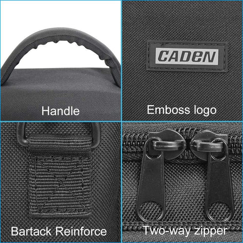 CADeN Compact Waterproof Camera Shoulder Bag for Nikon, Canon, Sony SLR/DSLR, Black