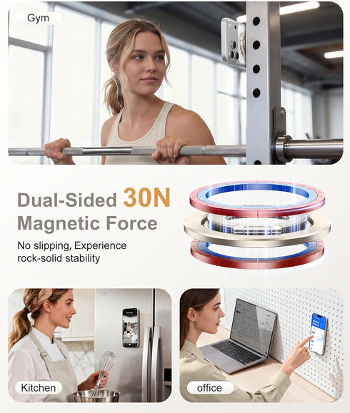 CAPRARO 360 17/16/15/14/14 Magnetic Phone Ring Holder for MagSafe, Dual-Side Magnetics, Rotation Gym Phone Stand Grip