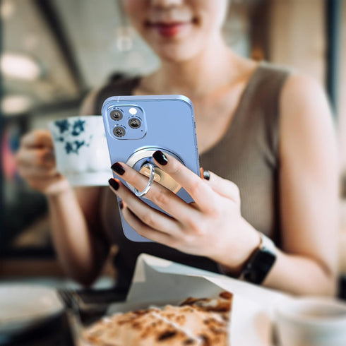 RapidX Snapo 2-in-1 Magnetic Phone Grip & Stand, Adjustable Kickstand, MagSafe Compatible with iPhone 14, 13, 12 Pro