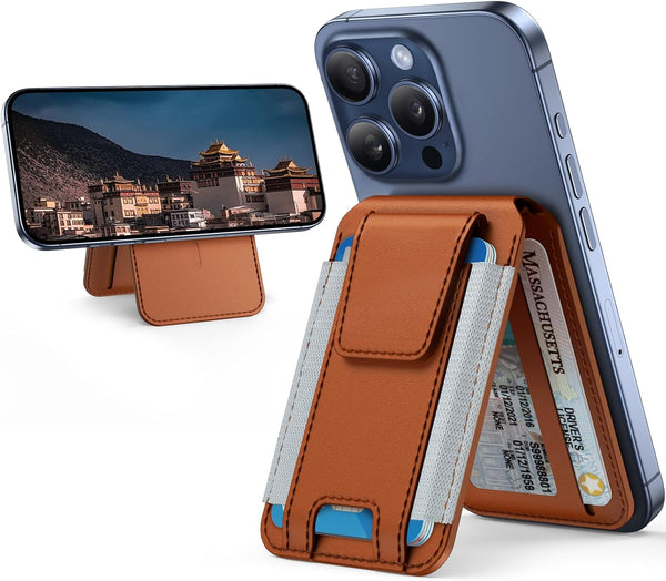 Miracase Magnetic Wallet for Men/Women, 3 Slots, 6-8 Card Holder for iPhone 16/15/14/13/12 Series, Adjustable Stand &