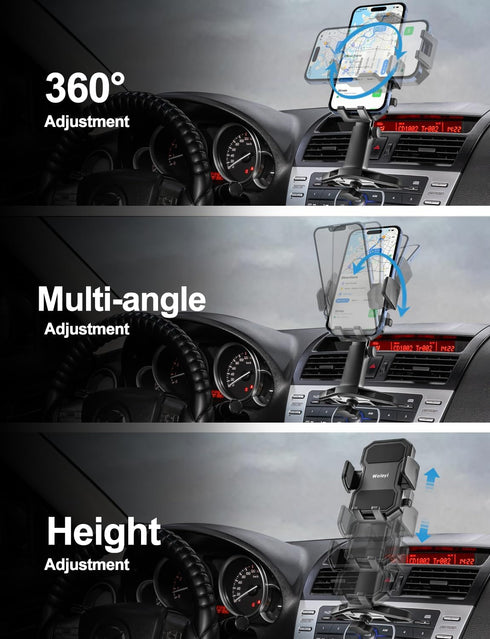 woleyi 17 16 15 14 13 12 S25, 4-7" CD Phone Holder for Car - Height Adjustable Car Phone Holder CD Slot, Ultra Sturdy