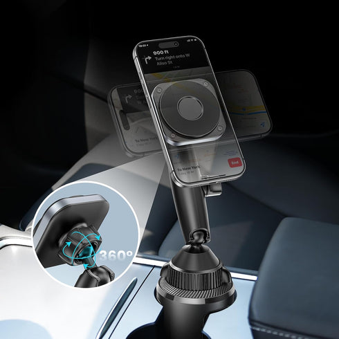 EXELIQ N55 17-12 Upgraded Magnetic Cupholder Phone Holder for Car - Ultra Strong Magnets, Flexible Tri-Pivot Cup Phone