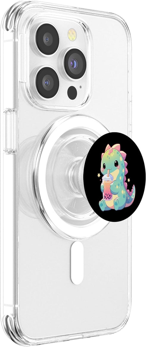 Dinosaur Dino Boba Tea Bubble Tea Anime Kawaii PopSockets MagSafe PopGrip for iPhone