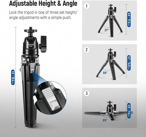 NEEWER Mini Metal Table Tripod with 360° Ball Head, Portable Travel Tripod for Camera Mobile Phone Action Cam, Max Load