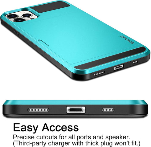 Vofolen iPhone 12 Pro Max Case, 5G Wallet Cover with Credit Card Holder Slot, Anti-Scratch Dual Layer Sky Blue
