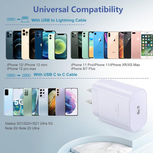 USB C Charger Block, Costyle 3 Pack 25W Super Fast Charger Type C for iPhone 15/14/13/12 Mini/11 Pro Max