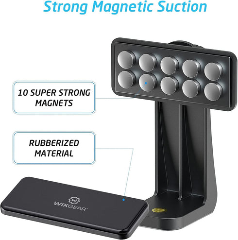 WixGear Strong Magnetic Tripod Mount Phone Holder for Tripod Compatible with iPhone and Android Devices - Black