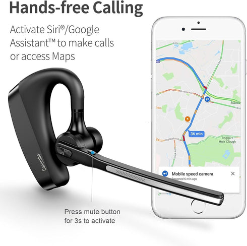 Conambo Bluetooth Headset 5.2, CVC8.0 Dual Mic Noise Cancelling Earpiece, 16Hrs Talktime Wireless Headset for Drivers